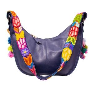 Cristina Orozco Dark Blue Leather Luna Handbag